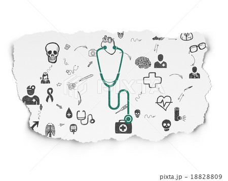 Health concept: Stethoscope on Torn Paper Health concept: Stethoscope on Torn Paper 18828809