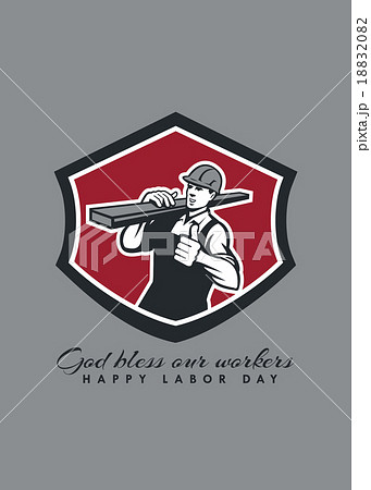 Labor Day Greeting Card Carpenter Lumber Thumbs Up Labor Day Greeting Card Carpenter Lumber Thumbs Up 18832082