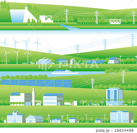太陽光発電や風力発電などの再生可能エネルギーと送電網 太陽光発電や風力発電などの再生可能エネルギーと送電網 18834498