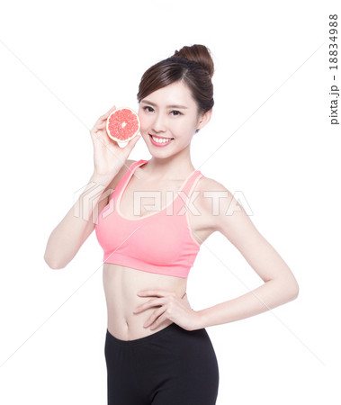 The healthy woman with grapefruit The healthy woman with grapefruit 18834988