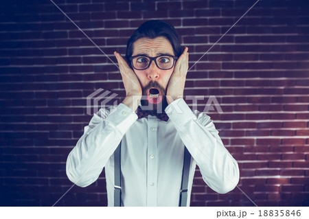Portrait of shocked hipster 18835846