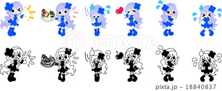 青い服を着た小さな可愛い女の子のアイコン のイラスト素材 1407