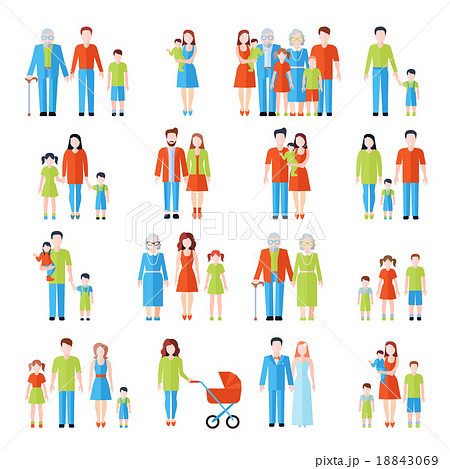 Family Flat Icons Set のイラスト素材