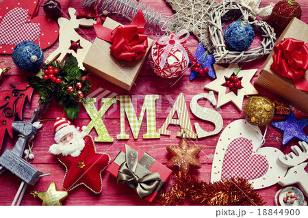 christmas ornaments and word xmas 18844900