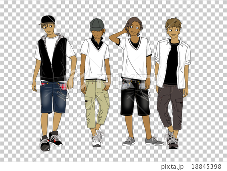 男の子達のスタイル画のイラスト素材
