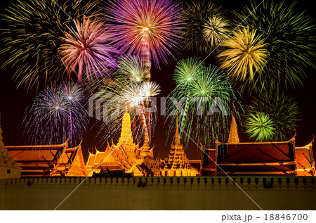 Firework Celebration at Wat Phra Kaeo, Thailand. Firework Celebration at Wat Phra Kaeo, Thailand. 18846700