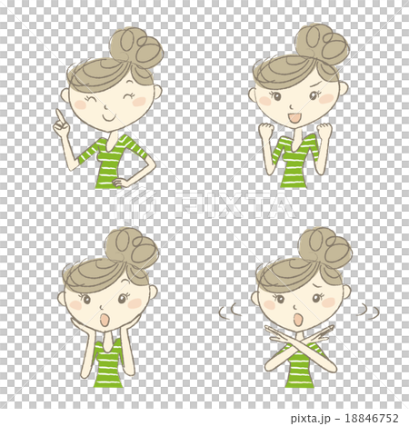 いろいろな表情とポーズの女性 18846752