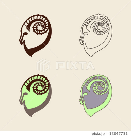 Stylized set of silhouettes of goat's head. 18847751