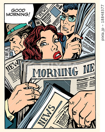 Morning news press crowd metro transport bus 18848377