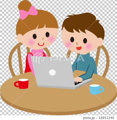 Personal computer boys girls - Stock Illustration [18851240] - PIXTA