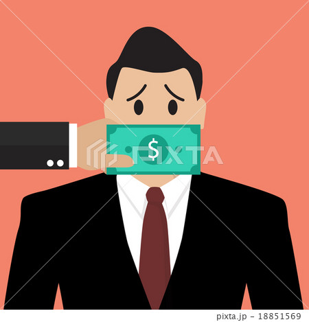 Businessman with dollar banknote taped to mouth 18851569