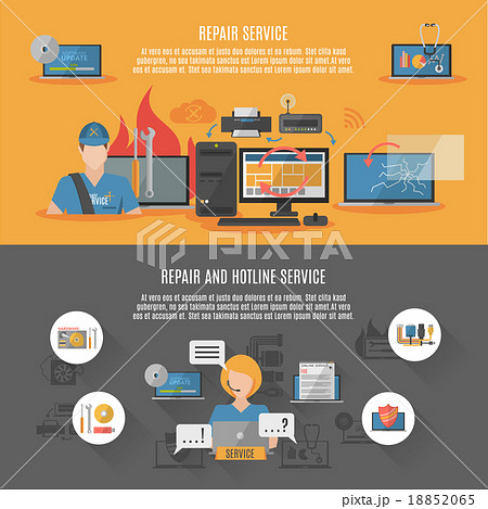 Computer repair service flat banners poster  18852065