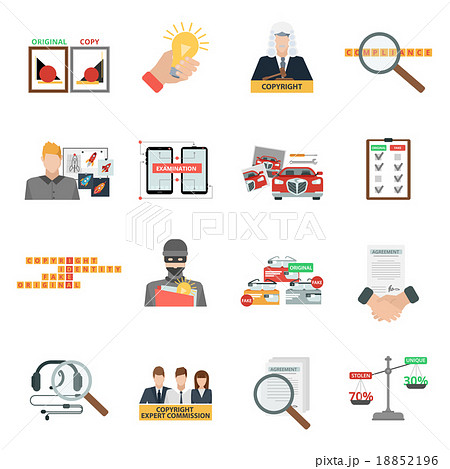 Compliance copyright law flat icons set 18852196
