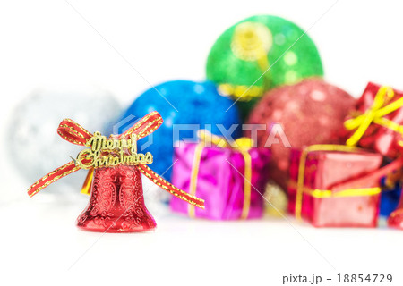 red Bells with Christmas decoration on white red Bells with Christmas decoration on white 18854729