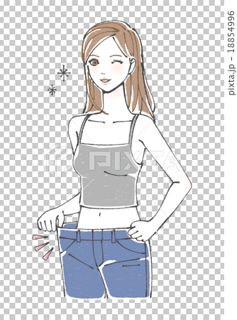 Illustration of a woman who succeeded in dieting Illustration of a woman who succeeded in dieting 18854996