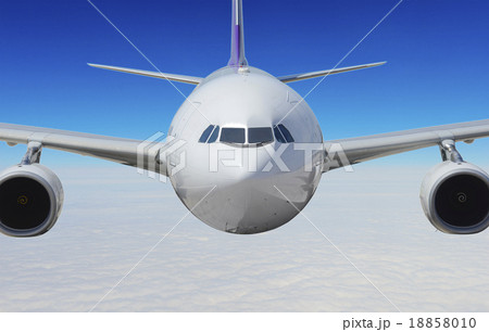 Commercial airplane above the clouds Commercial airplane above the clouds 18858010