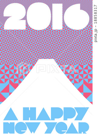 富士山と幾何学模様と文字の年賀状2016 18858317