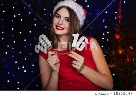 Pretty girl is paper digits 2016, Christmas time  18858347