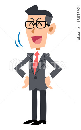 眼鏡をかけたビジネスマンが頷くのイラスト素材 1524