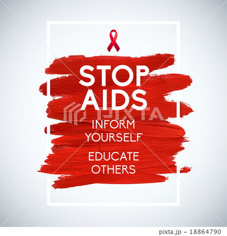 World Aids Day concept Red brush stroke poster World Aids Day concept Red brush stroke poster 18864790