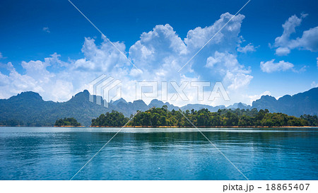 Sunny lake in dam 18865407