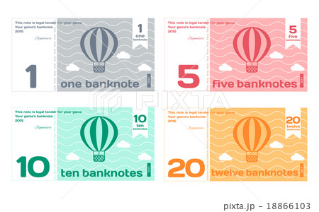 Vector Abstract Cute Color Banknote Templates Set 18866103
