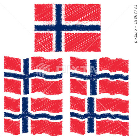 Flat and Waving Hand Draw Sketch Flag of Norway 18867781