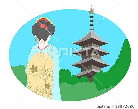 京都五重塔のイラスト素材 1730