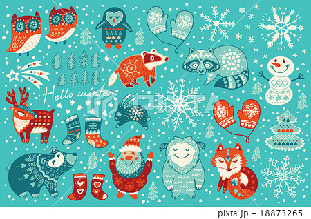 Holiday set of christmas characters in cartoon 18873265
