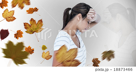 Composite image of side view of depressed woman 18873466