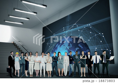 Composite image of multiethnic business people standing side by 18873803