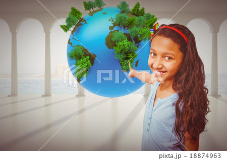 Composite image of happy pupil pointing Composite image of happy pupil pointing 18874963