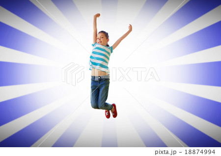Composite image of cute little girl jumping up Composite image of cute little girl jumping up 18874994