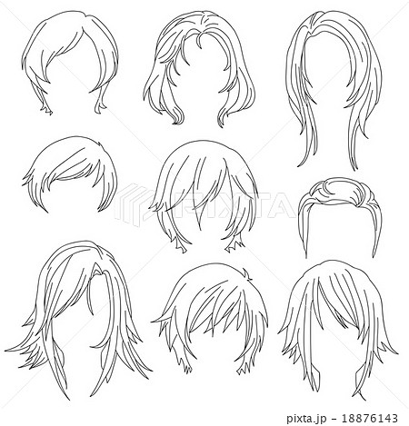 Hair Styling For Woman Drawing Set 2のイラスト素材