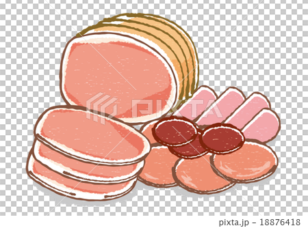 ハムなどの加工肉イラストbのイラスト素材