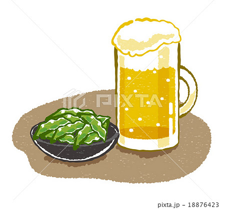 ビールと枝豆イラストのイラスト素材
