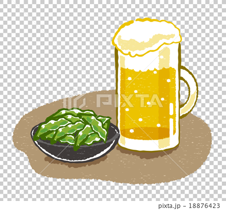 ビールと枝豆イラストのイラスト素材