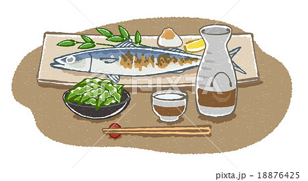 日本酒と和食イラスト 18876425