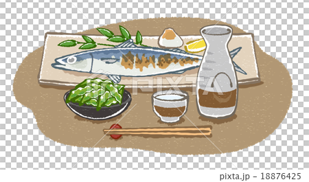 日本酒と和食イラスト 18876425