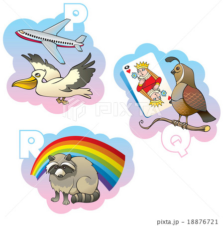 Children alphabet: pictures for letters P, Q, R 18876721