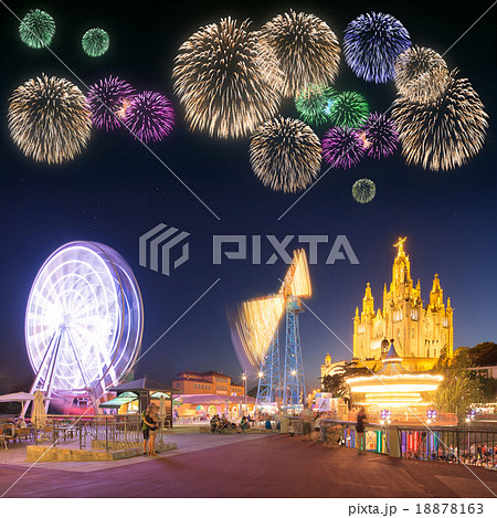 Fireworks under Amusement Park at Tibidabo Fireworks under Amusement Park at Tibidabo 18878163