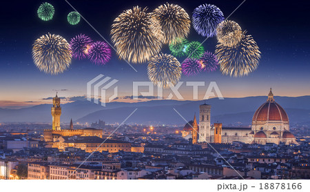 Fireworks under Arno River and Ponte Vecchio 18878166