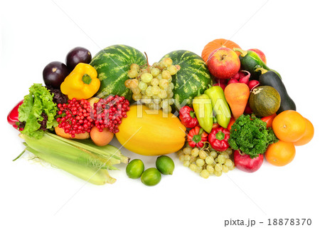 Collection fruit and vegetables on white 18878370