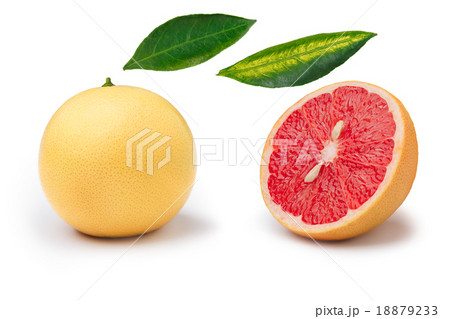 Pink grapefruit and parts isolated Pink grapefruit and parts isolated 18879233