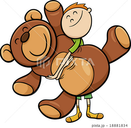 boy with big teddy cartoon 18881834