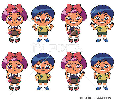 男児女児のいろいろな表情笑顔と混乱 18884449