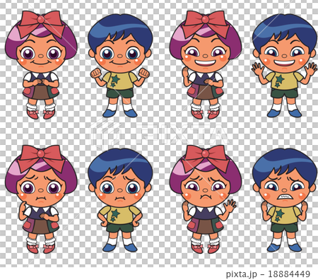 男児女児のいろいろな表情笑顔と混乱 18884449