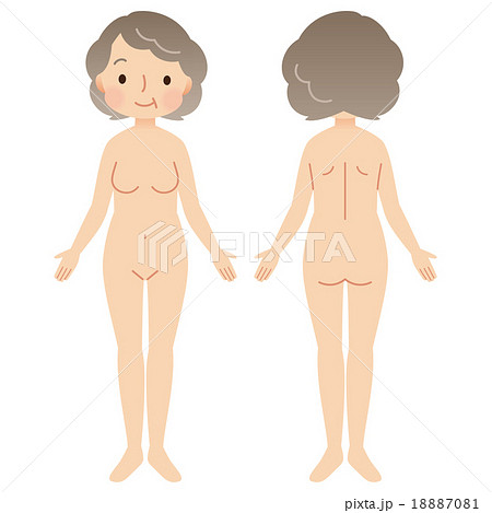 女性の身体 裸 高齢者のイラスト素材
