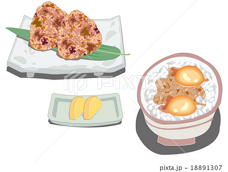 焼きおにぎり 卵かけ御飯のイラスト素材