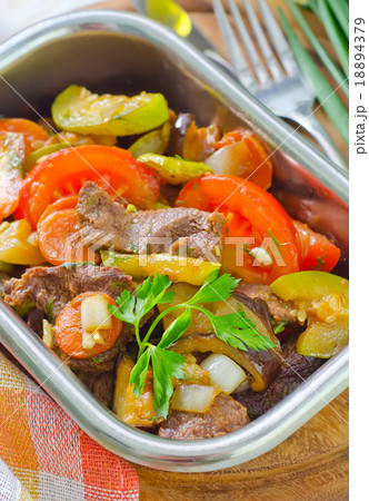 baked meat with vegetables baked meat with vegetables 18894379